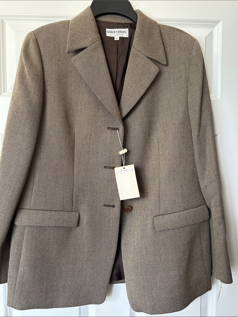 Giorgio Armani Neutral Taupe Wool Blazer
